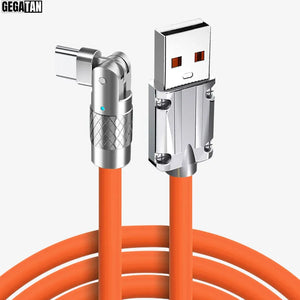 120W 6A Fast Charge Type C Cable - 180° Rotation"