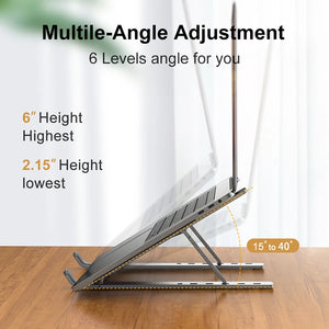 Elevate Your Productivity: Sleek Aluminum Alloy Laptop Stand – Adjustable, Foldable, and Portable for Ultimate Comfort and Cooling!