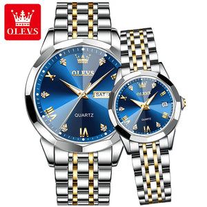 OLEVS Couple Watch Set - Stainless Steel Strap