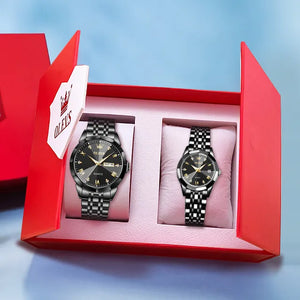 OLEVS Couple Watch Set - Stainless Steel Strap