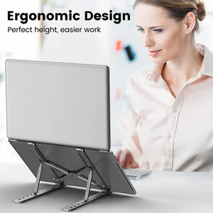 Elevate Your Productivity: Sleek Aluminum Alloy Laptop Stand – Adjustable, Foldable, and Portable for Ultimate Comfort and Cooling!