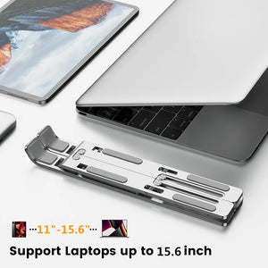 Elevate Your Productivity: Sleek Aluminum Alloy Laptop Stand – Adjustable, Foldable, and Portable for Ultimate Comfort and Cooling!