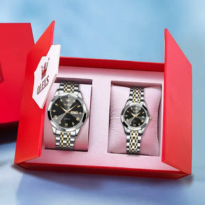 OLEVS Couple Watch Set - Stainless Steel Strap