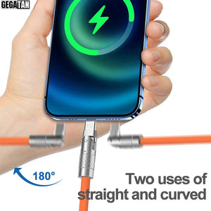 120W 6A Fast Charge Type C Cable - 180° Rotation"