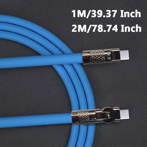 120w 6a Super Fast Charge Type C Silicone 180 ° rotating elbow TYPE-C-C data cable 1M 2M Usb Cable Usb C to C Charger Cable