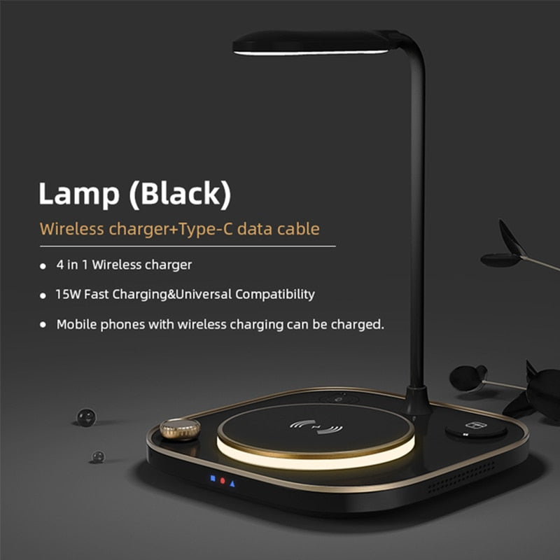 15W Fast 3 In-1 Wireless Charging Dock Lamp - Gazonics